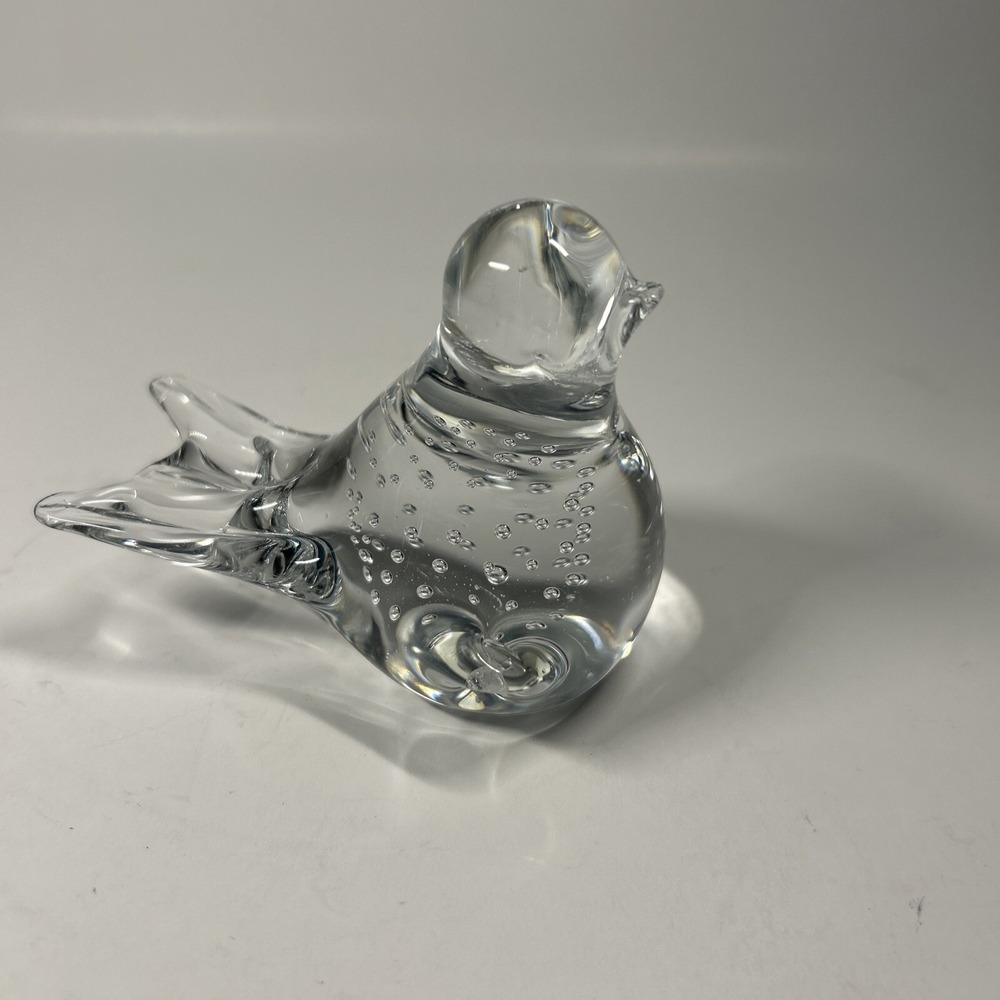 Vintage Art Glass Bird Paperweight Figurine Bullicante Controlled Bubble